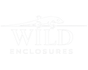 White 'Wild Enclosures' logo on a white background