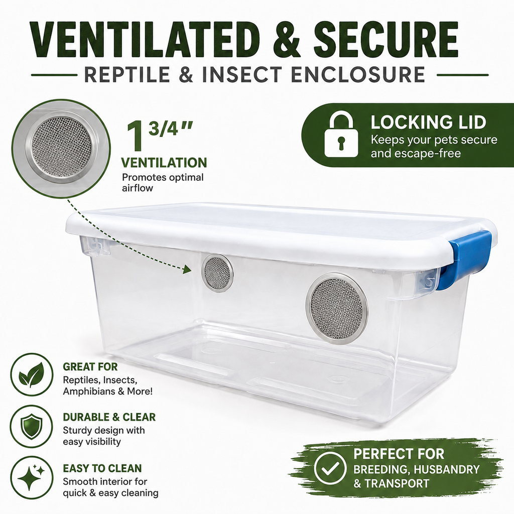 6 Qt Isopod Enclosure with 2” Ventilation | Locking Lid | Bioactive Terrarium Habitat